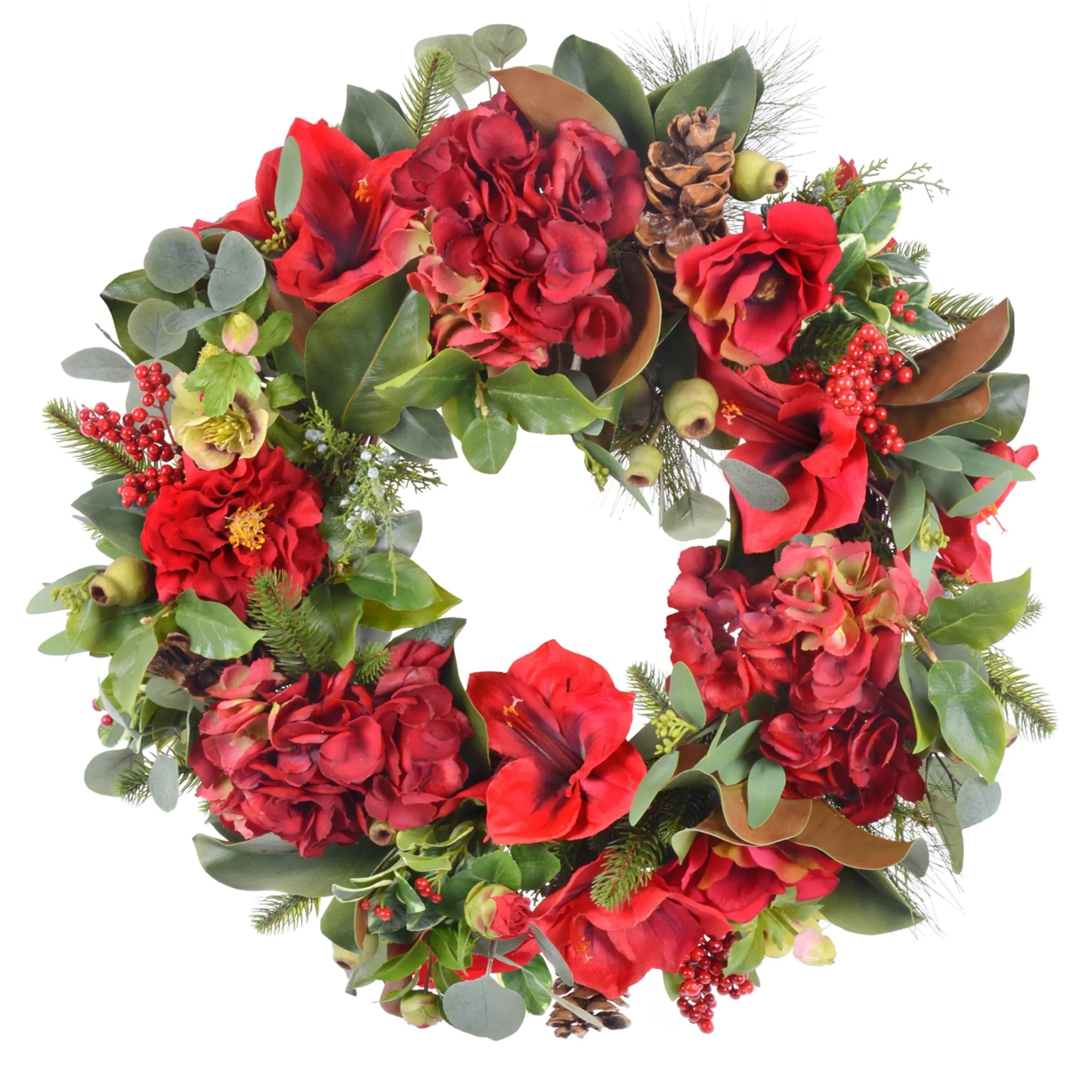 Amaryllis Hydrangea Wreath 25"