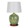 Bird Motif Jar Lamp w/ Wooden Base 19"