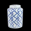 Blue and White Ceramic Jar 13"