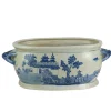 BLUE AND WHITE CERAMIC POT 7"