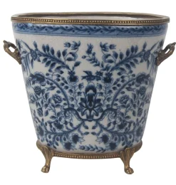 BLUE AND WHITE PLANTER 8"