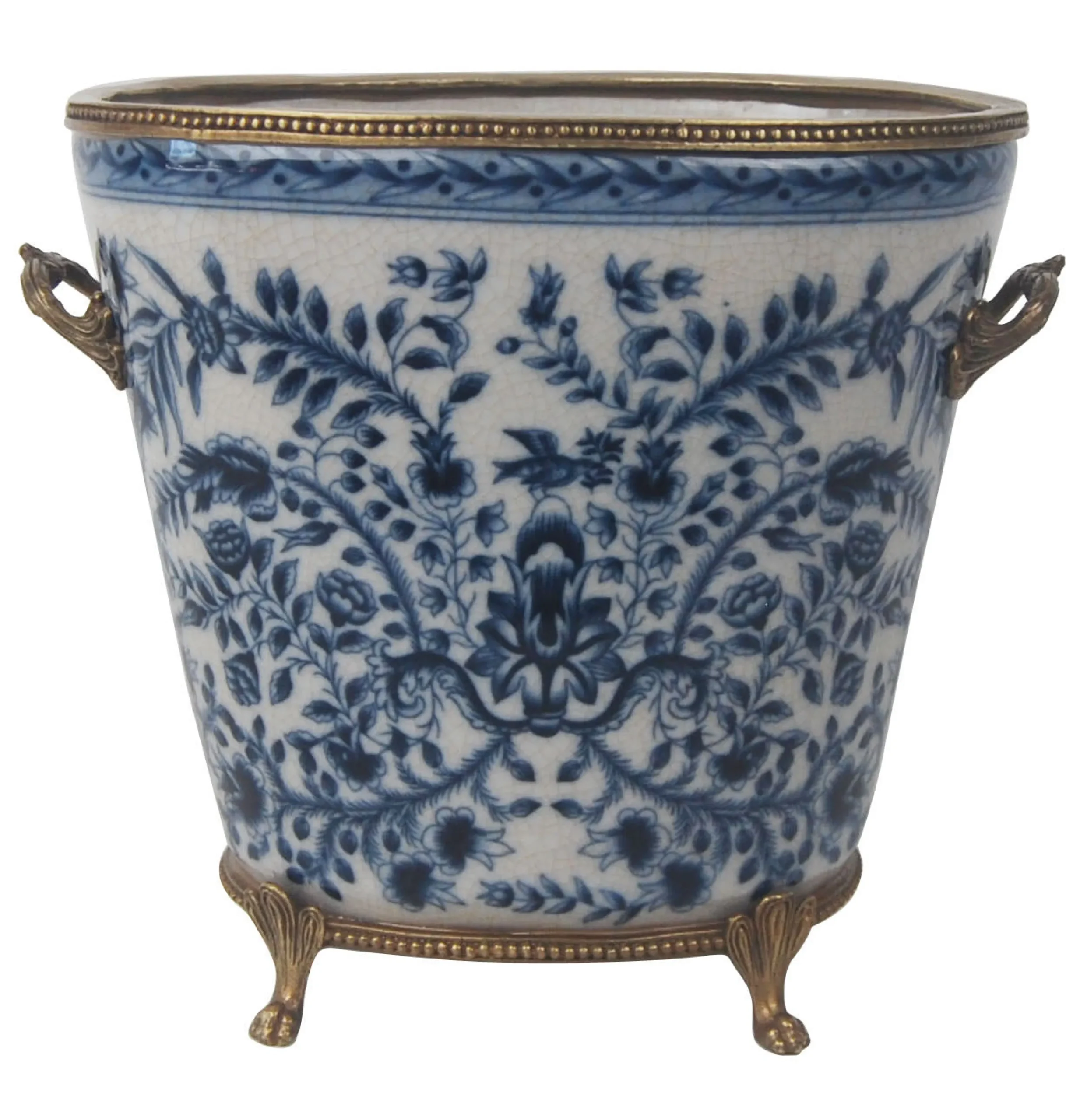 BLUE AND WHITE PLANTER 8"