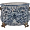 BLUE AND WHITE PLANTER 8"