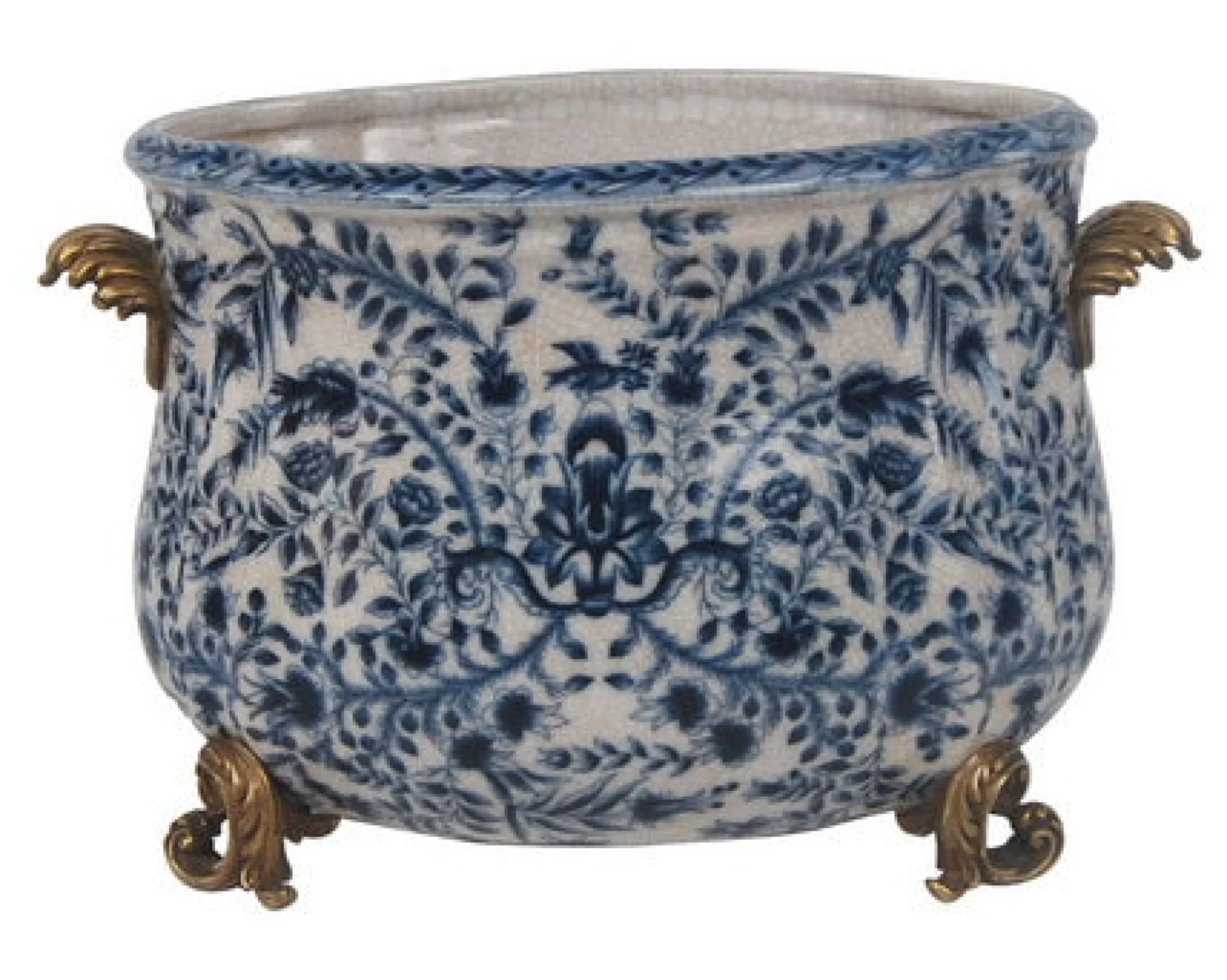 BLUE AND WHITE PLANTER 8"