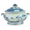 Blue and White Pot w/ Lid 11"