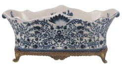 BLUE AND WHITE RECTANGLE PLANTER