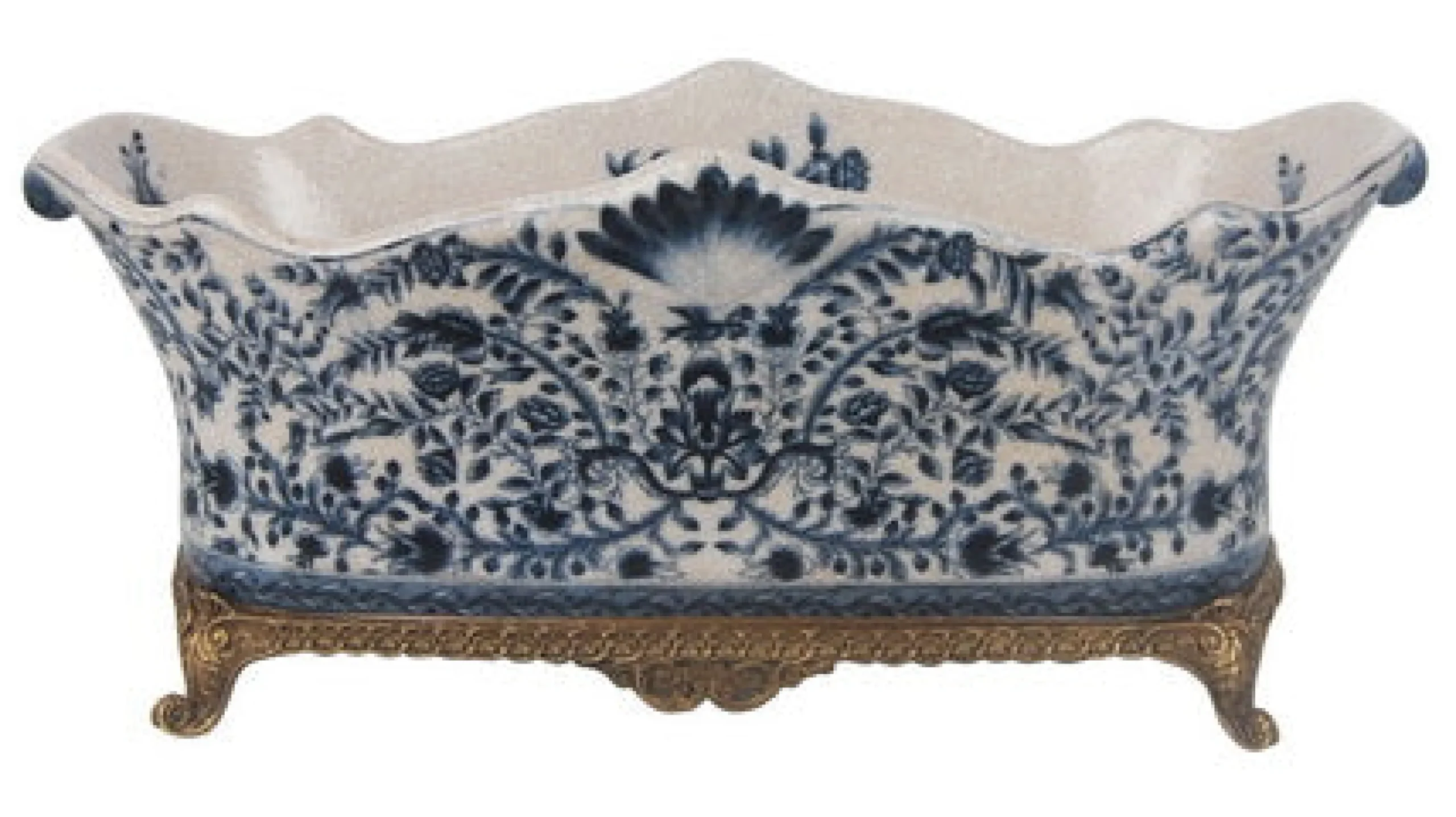 BLUE AND WHITE RECTANGLE PLANTER