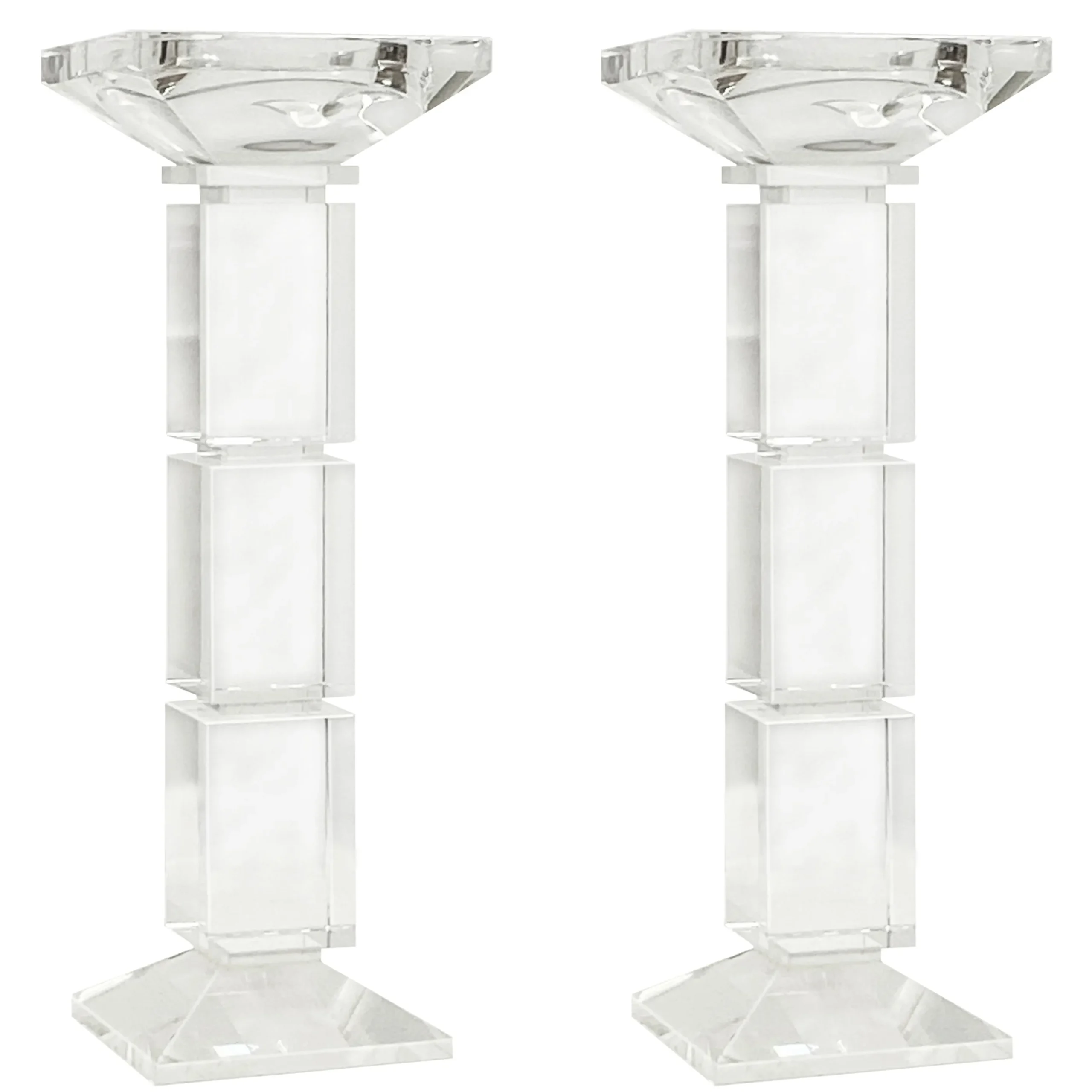 Crystal Modern Candleholders 10" (Set of 2)