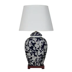 Ginger Jar Lamp w/ Wooden Base 29"