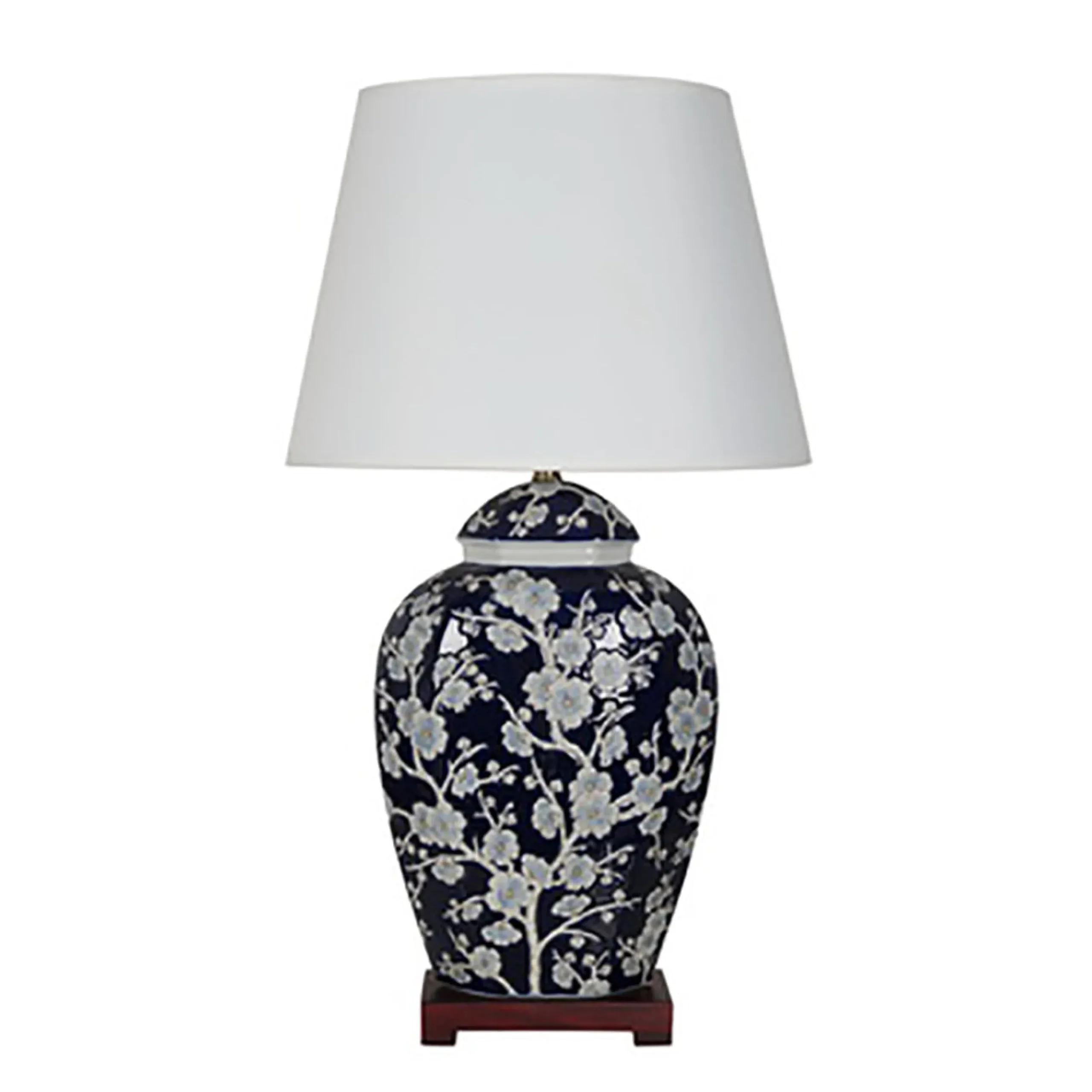 Ginger Jar Lamp w/ Wooden Base 29"