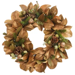 Golden Magnolia Leaf Wreath Mix 24"