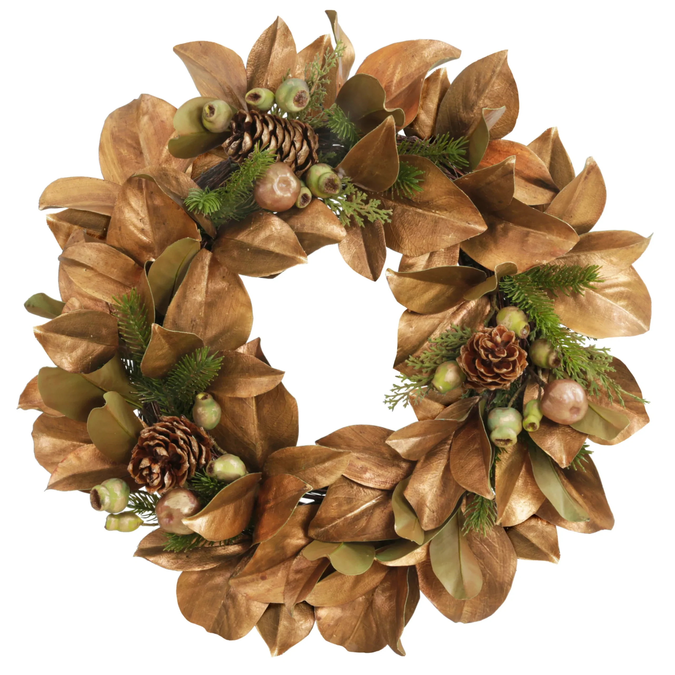 Golden Magnolia Leaf Wreath Mix 24"