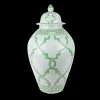 Green and White Ceramic Jar 22"
