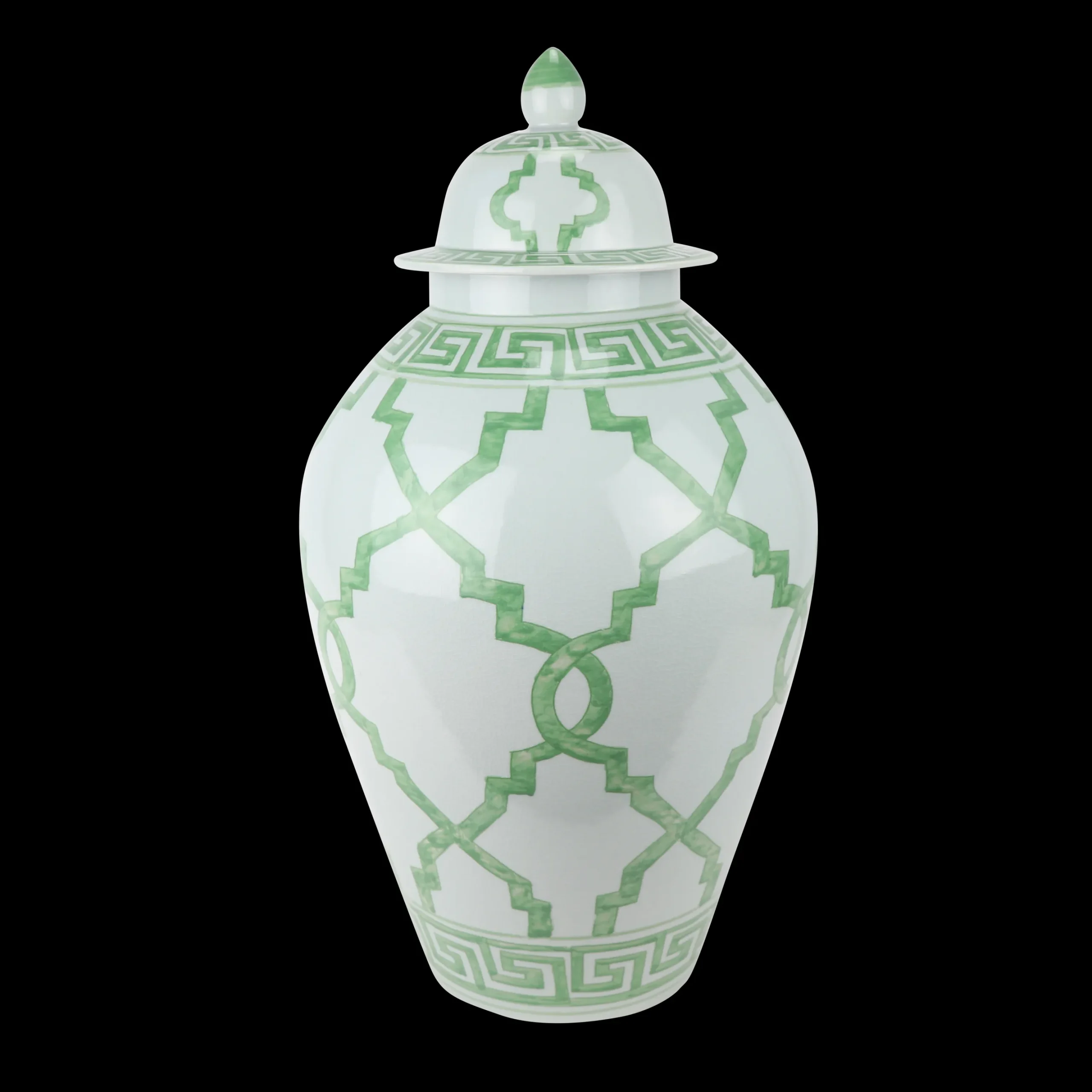 Green and White Ceramic Jar 22"