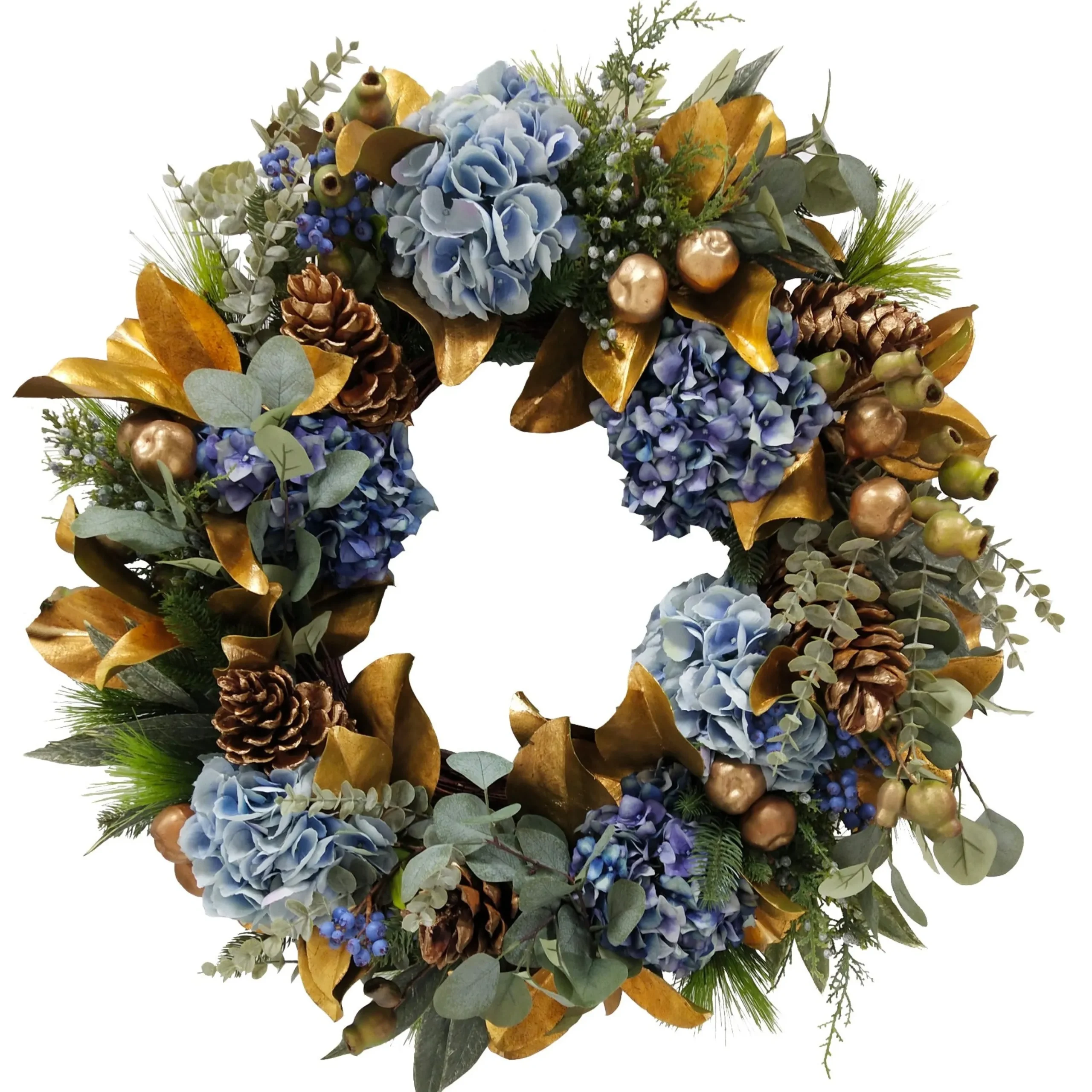 Holiday Hydrangea Wreath 32"