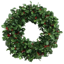 Holly Branch Wreath 30"