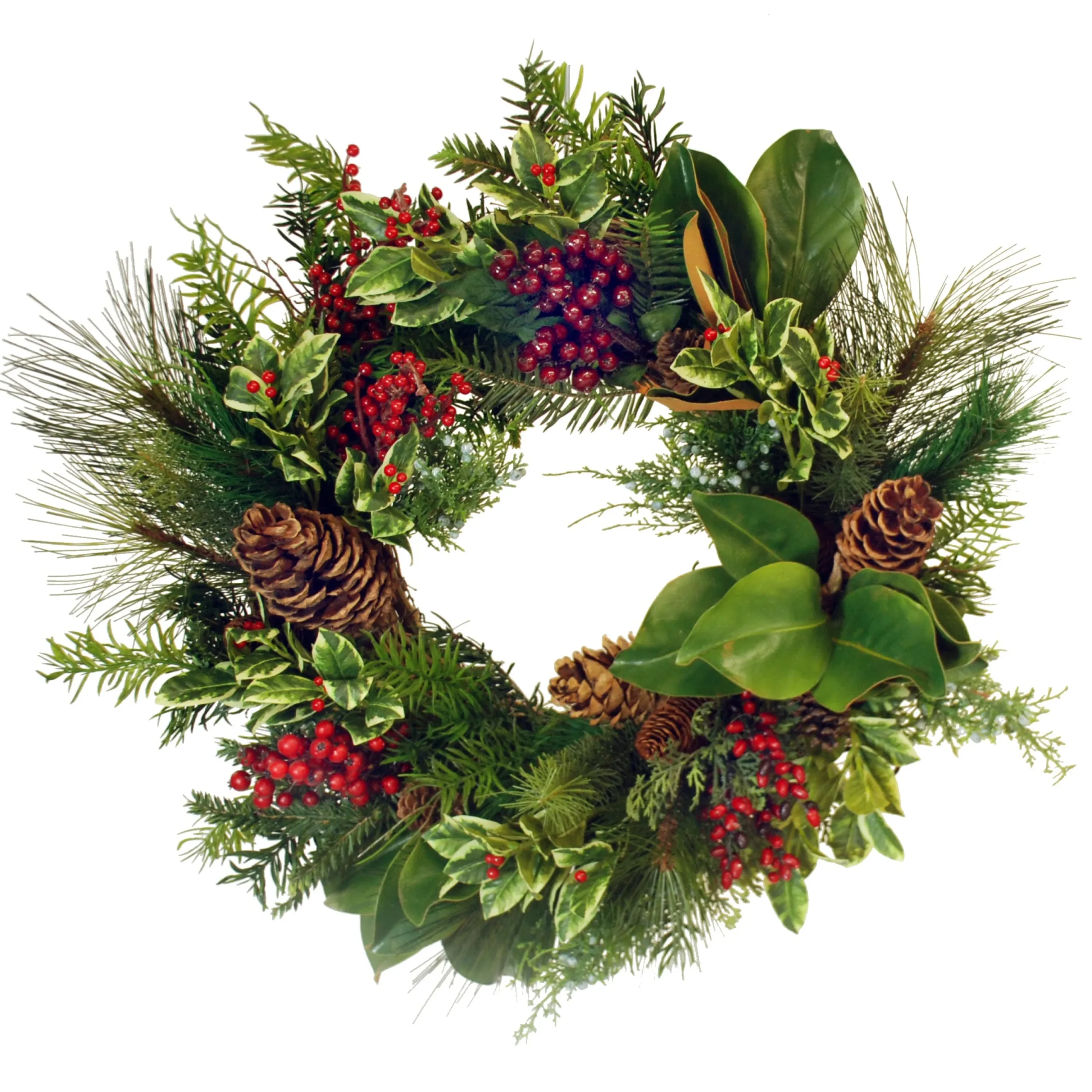 Holly Mix Pine Wreath 26"