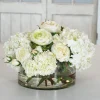 Hydrangea & Snowball in Clear Vase 15" Wide