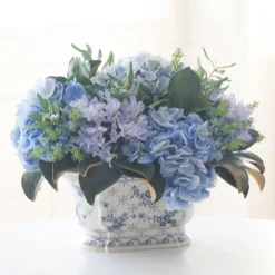 Hydrangea and Olive Leaf Chinoiserie