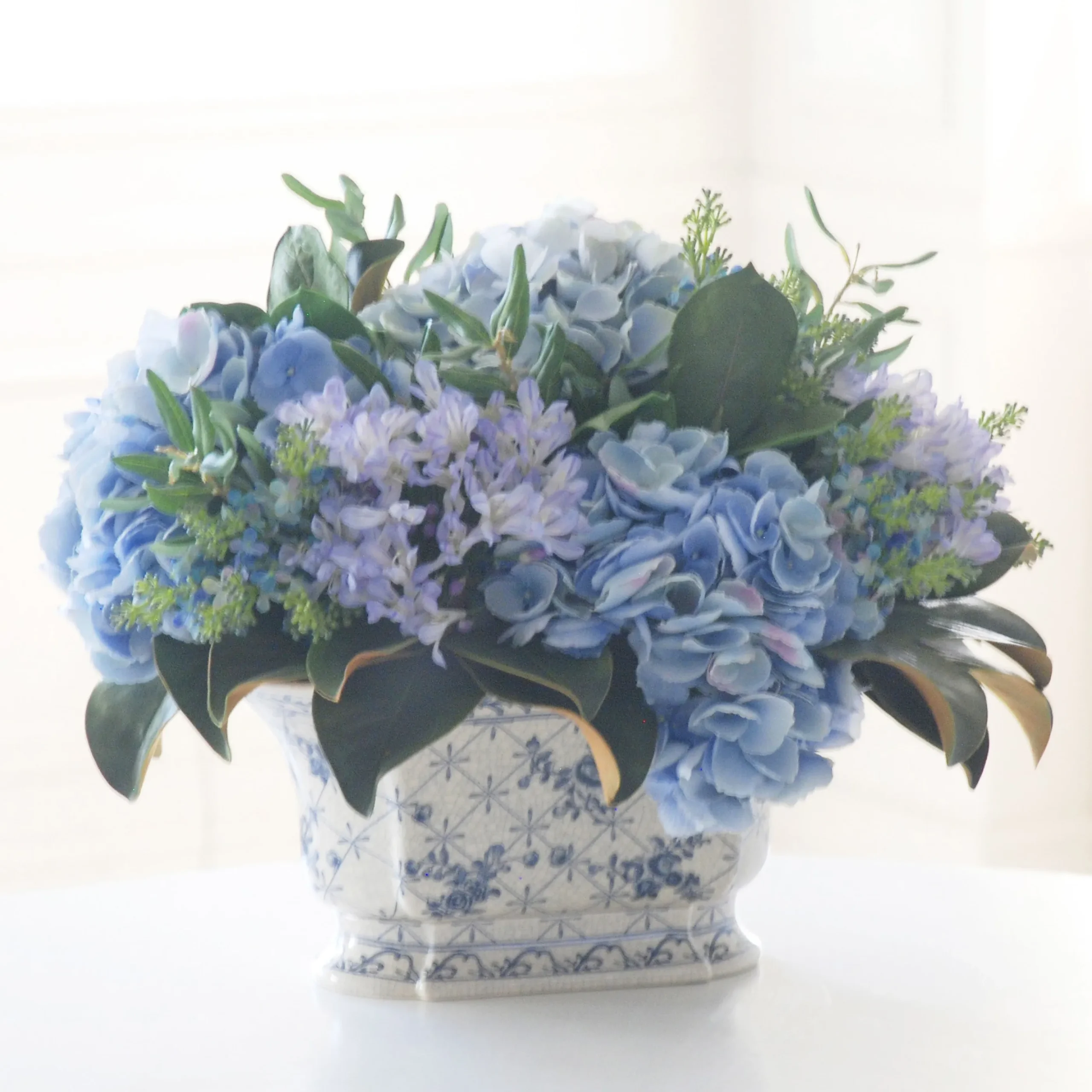 Hydrangea and Olive Leaf Chinoiserie