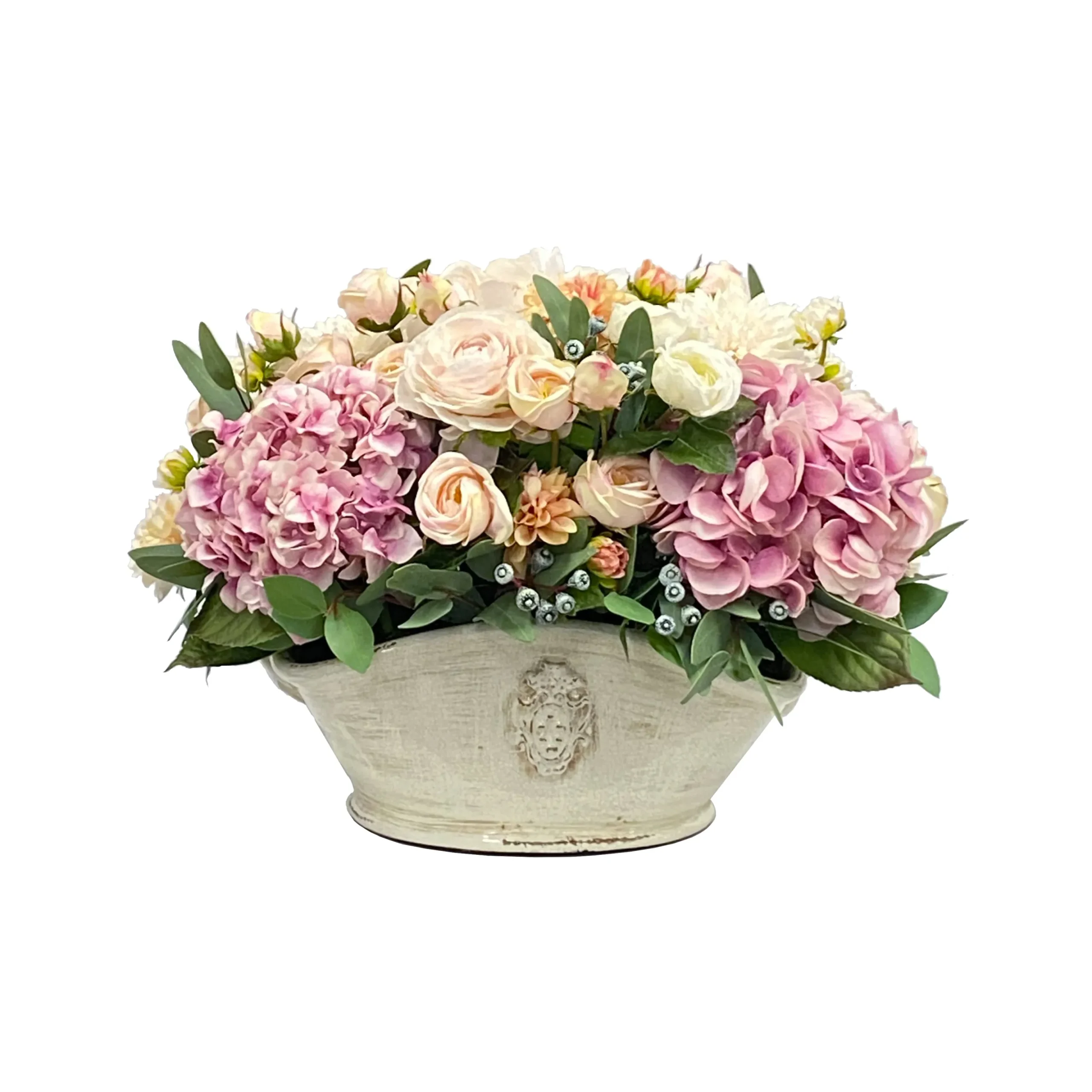 Hydrangea Dahlia Rose in Basket 22" wide