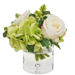 Hydrangea Rose in Vase 9"