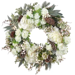 Hydrangea Snowball Wreath 26"