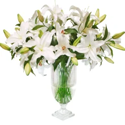 LILY CASABLANCA IN STRIPE CUT VASE 31"