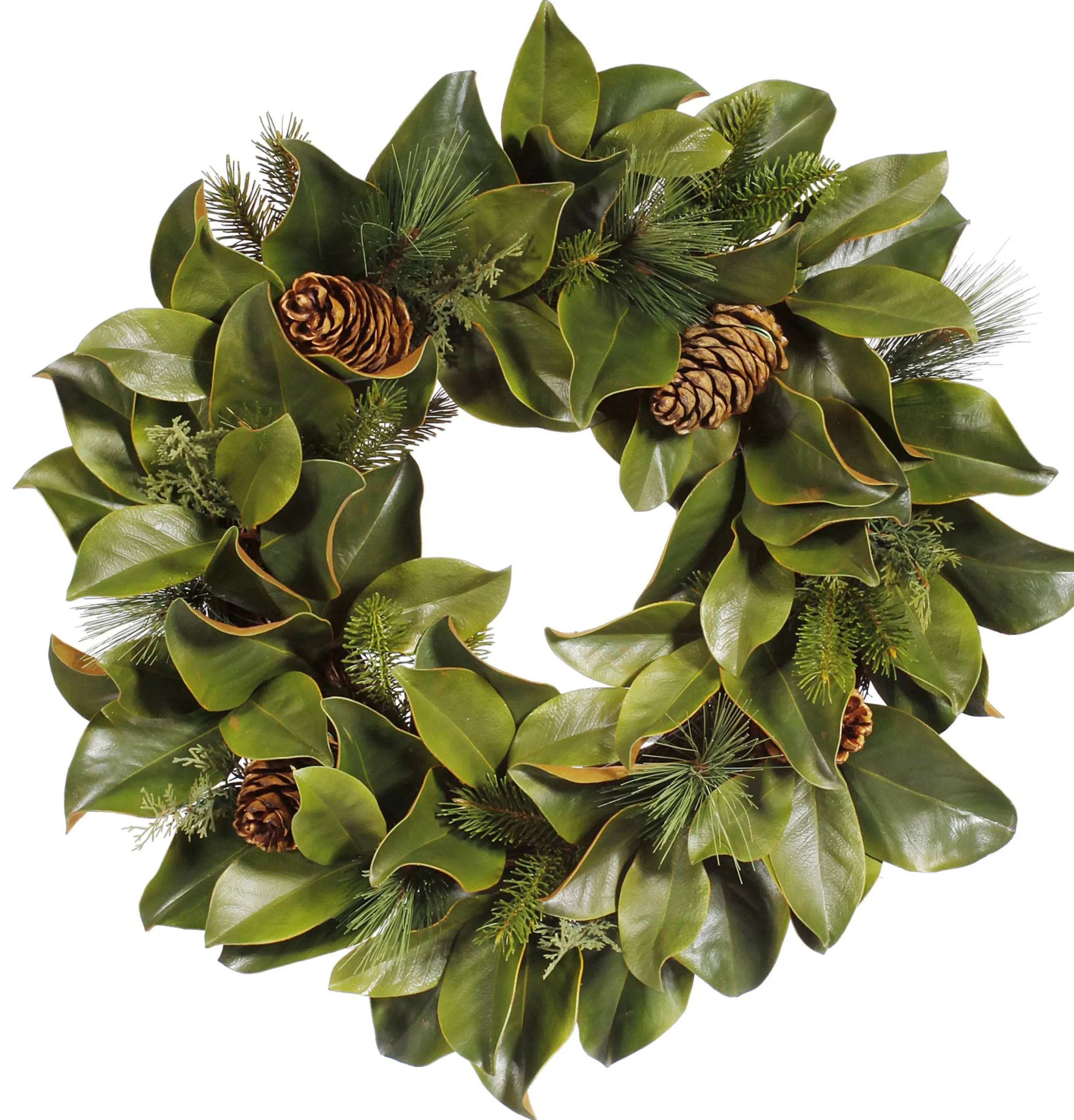 Magnolia Leaf & Mix Pine Wreath 24"