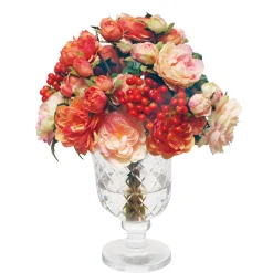 MIX ROSE IN CANDLE HOLDER (WHD152-OR)