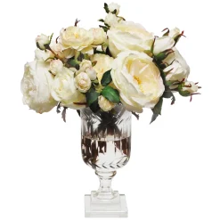 MIX ROSE IN LEAF CUT VASE 13"