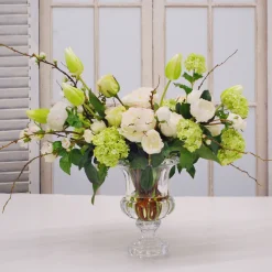 MIX TULIP & ROSE IN LOTUS VASE (WHD003-WHGR)