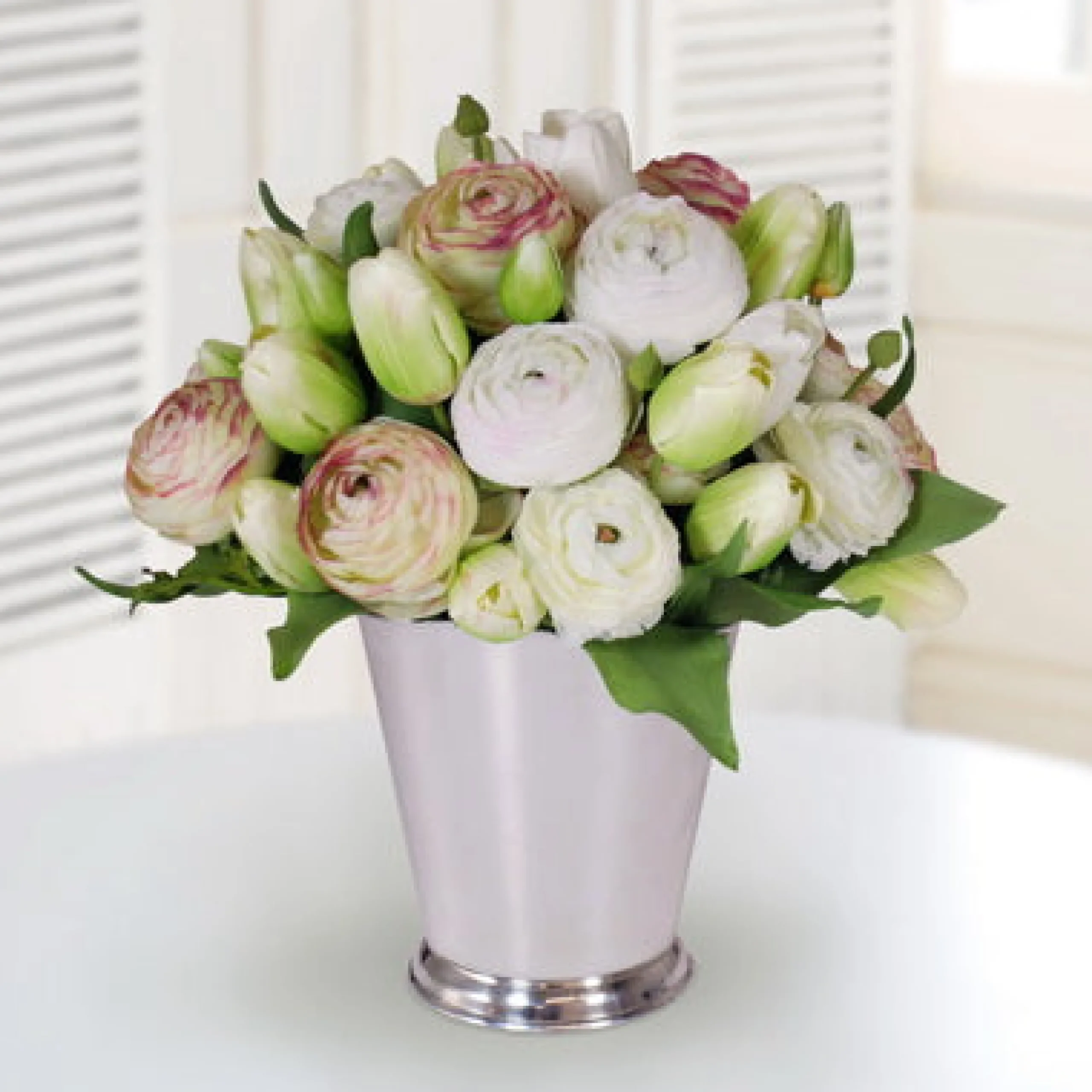 Mix Tulip in Silver Vase 16"