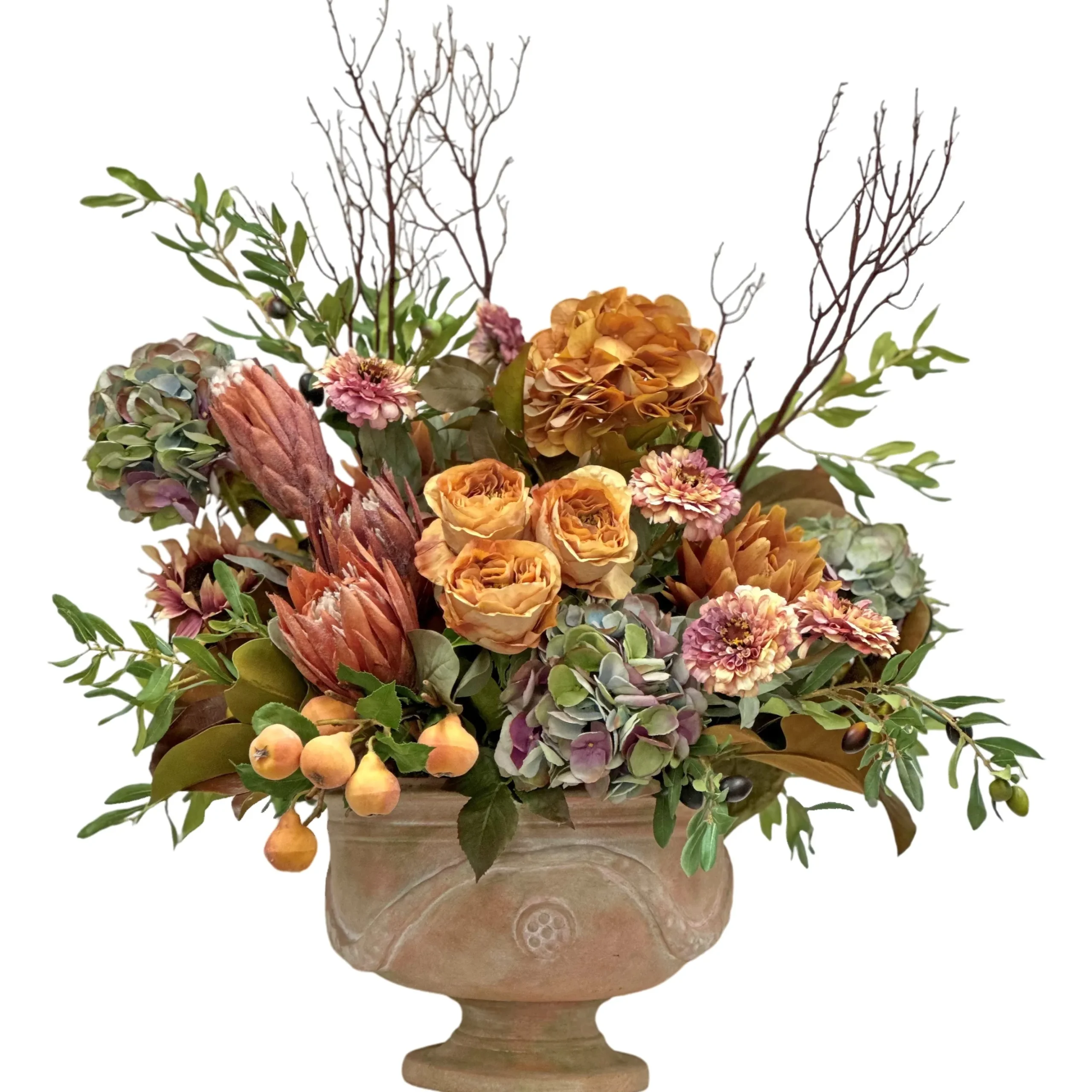 Mixed Fall Floral in Italian Urn 35"