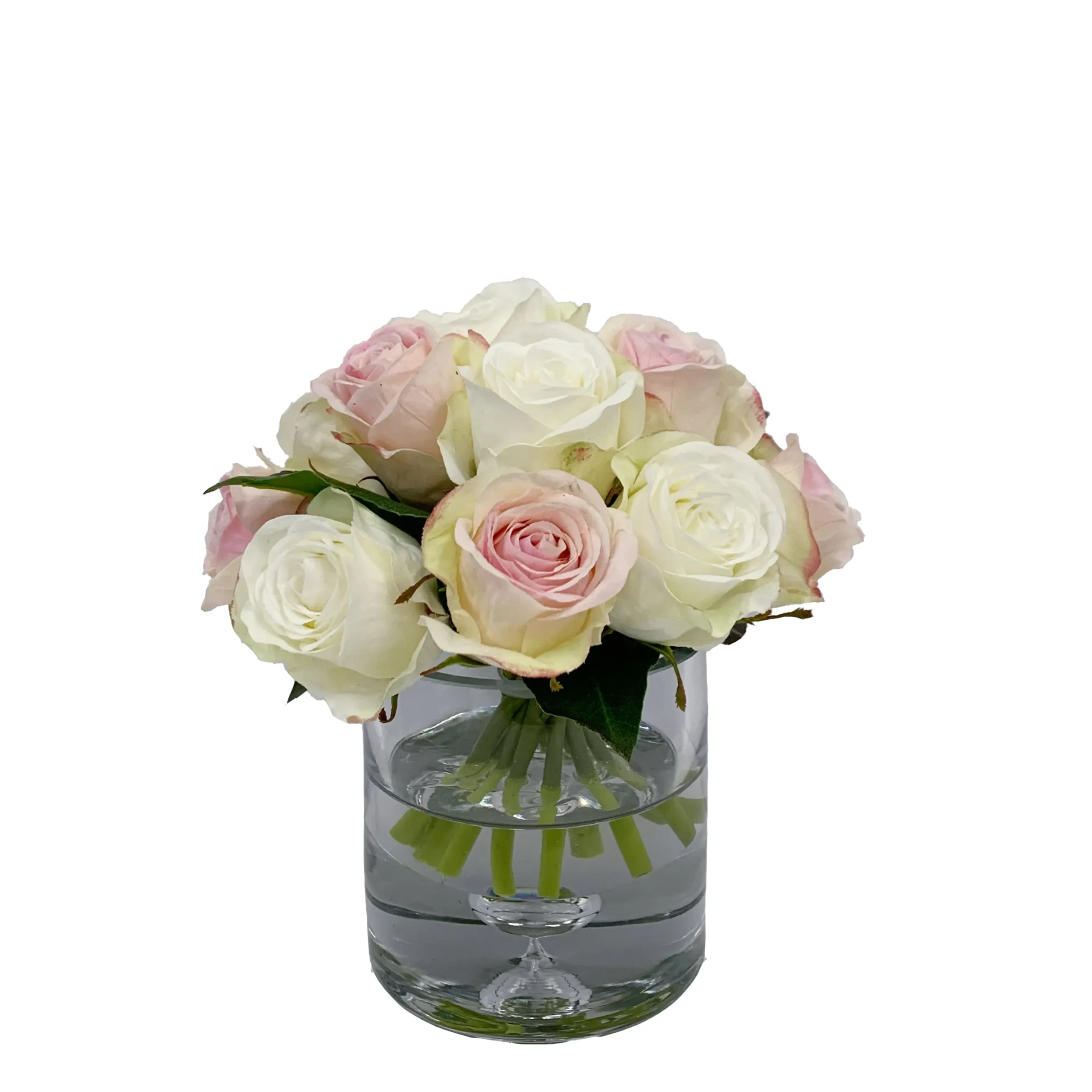 MIXED ROSE IN VASE 9"
