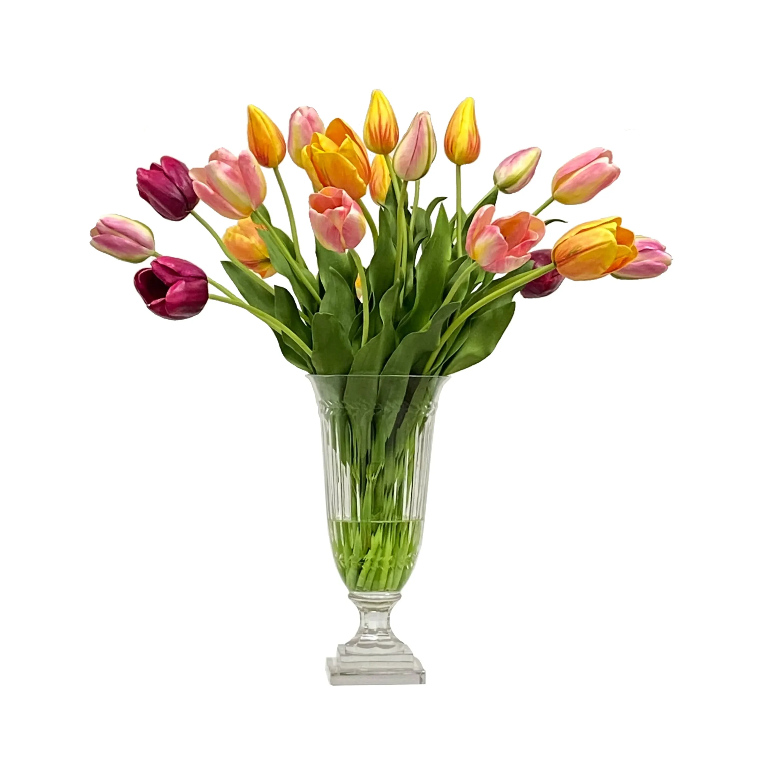 Mixed Tulips in Cut Vase 27-inches tall