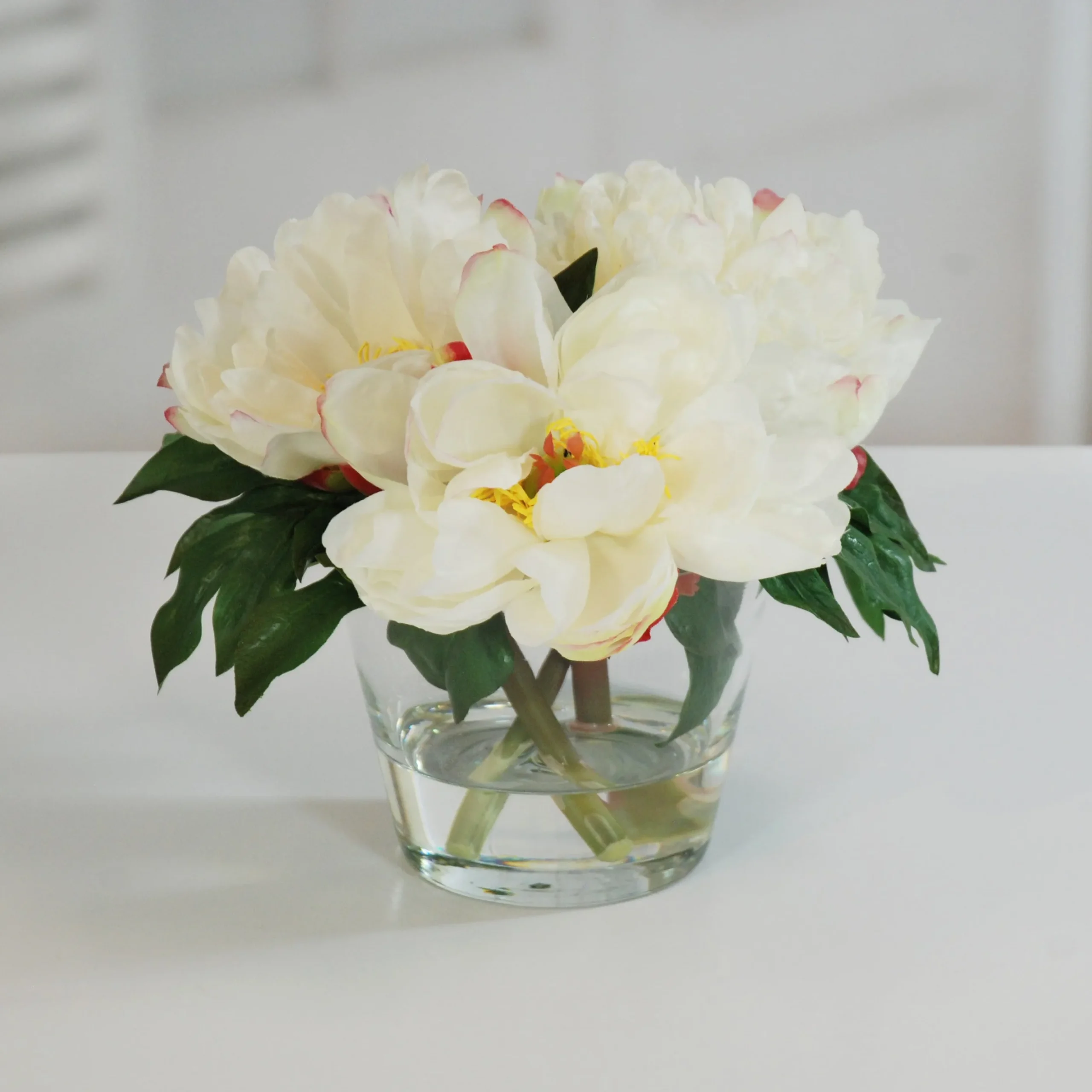 PEONIES IN GLASS 10" (WHI015-WH)