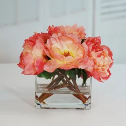 Peonies in Vase 14" Salmon Pink