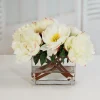 Peonies in Vase 14" White
