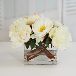 Peonies in Vase 14" White