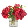 Peony in Cube Vase 9"