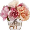Peony in Glass Vase 9.5"