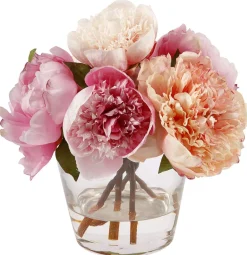 Peony in Glass Vase 9.5"