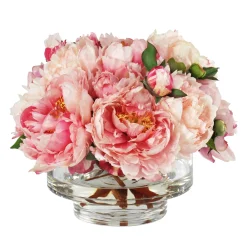 Peony in Round Footed Glass Vase 10"