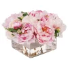 PEONY IN SQUARE VASE (WHD169-PK)