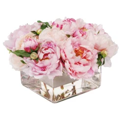 PEONY IN SQUARE VASE (WHD169-PK)