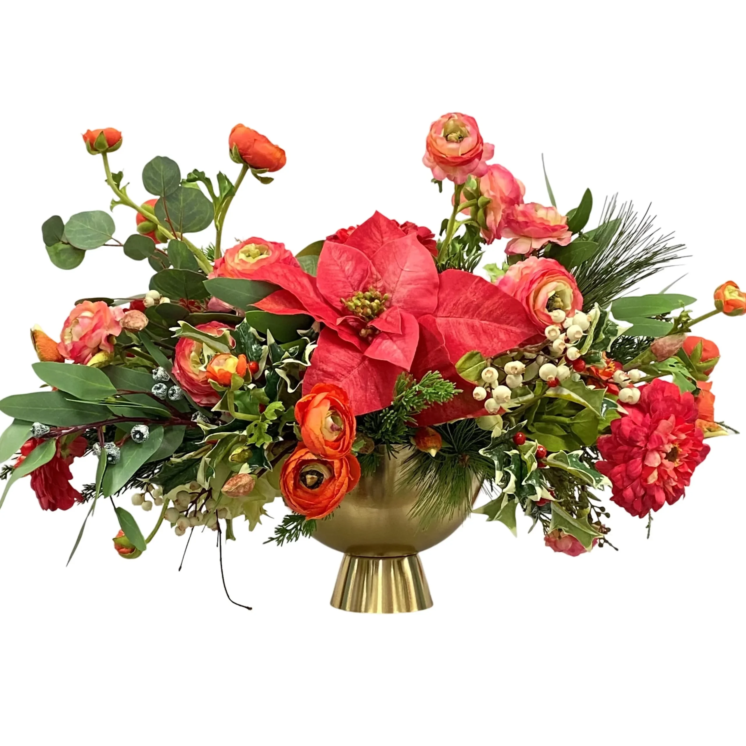 Poinsettia in Golden Pot 26"