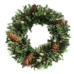 Pointed Holly Wreath 30"