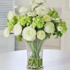 Ranunculus in Glass Vase 19"