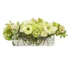 Ranunculus Rose in Rectangle Vase 10"